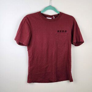 Sandro Hero Short Sleeve Pocket Tee Red/Burgundy sz S